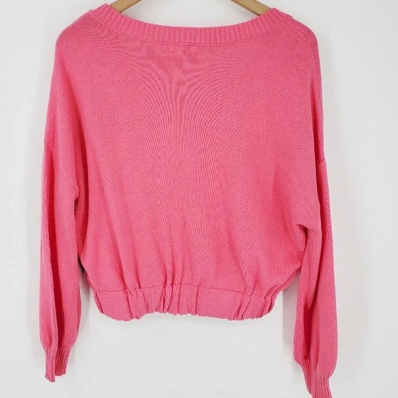 NWT Abound Nordstrom V-Neck Sweater Blouse Cropped Top M - Picture 3 of 5